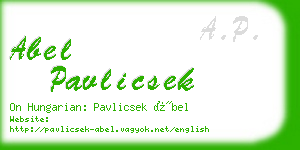 abel pavlicsek business card